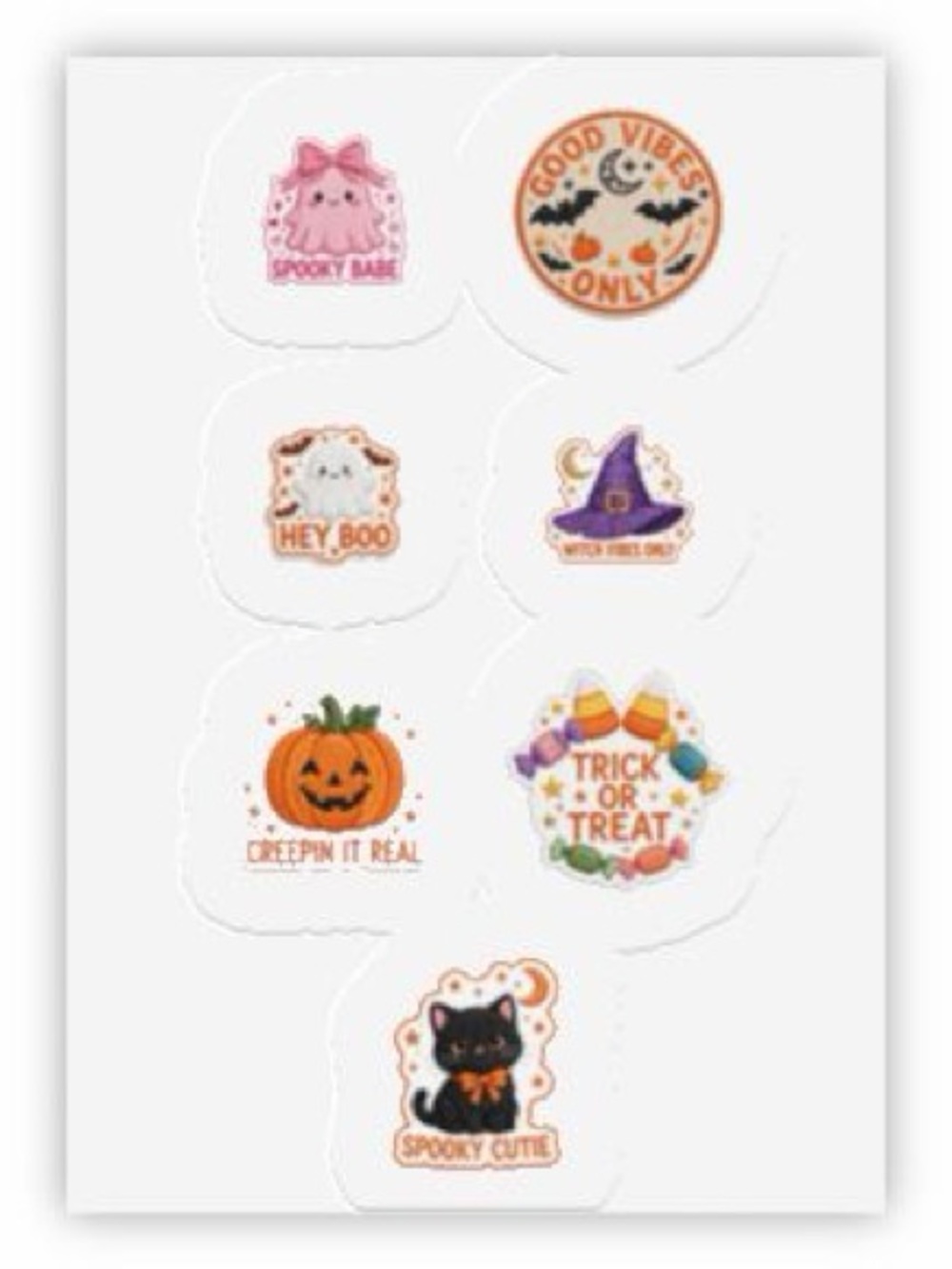 Halloween Small Pet Sticker Sheet - Pink, Orange, Purple, Black Designs